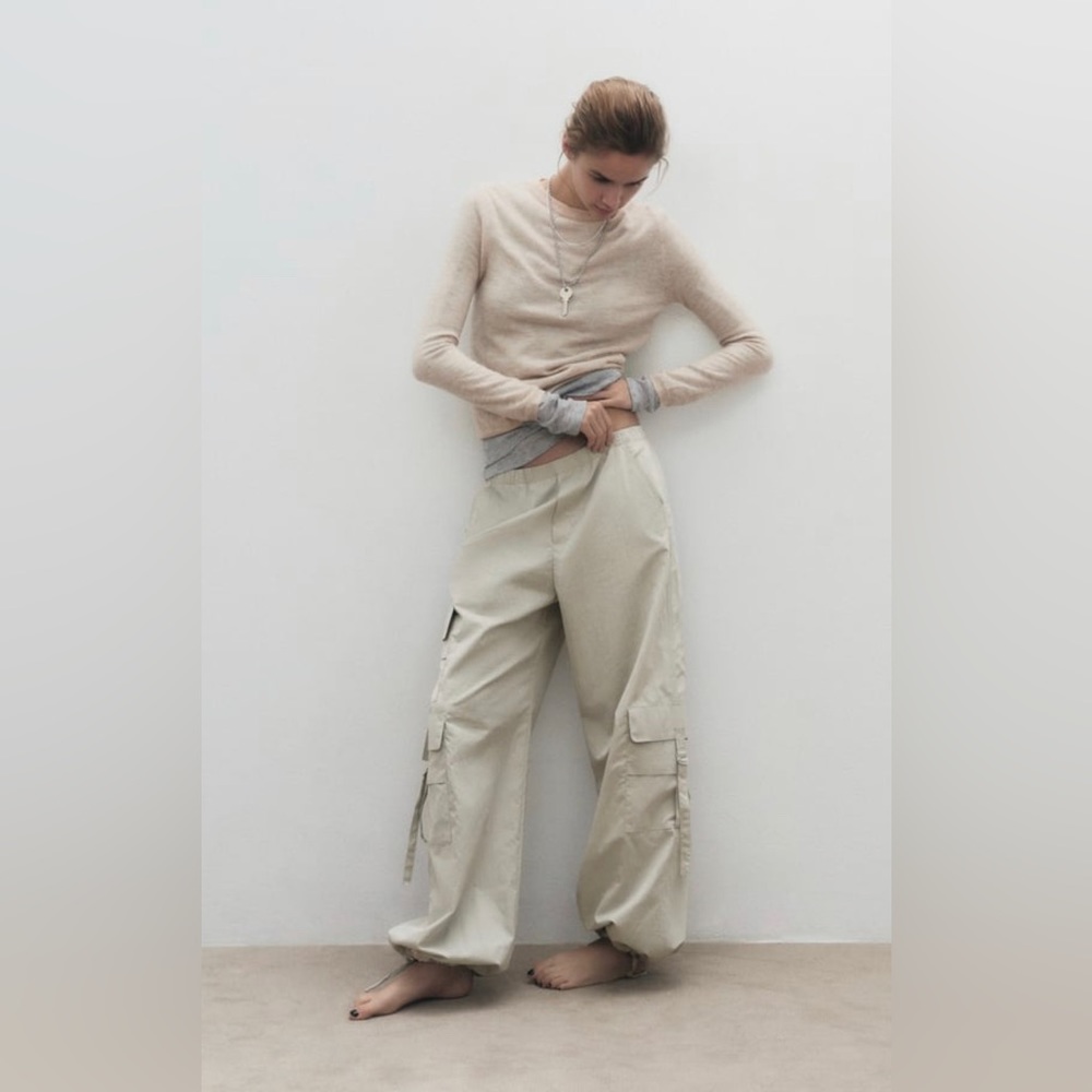 NWOT Zara Nylon Blend Parachute Pants